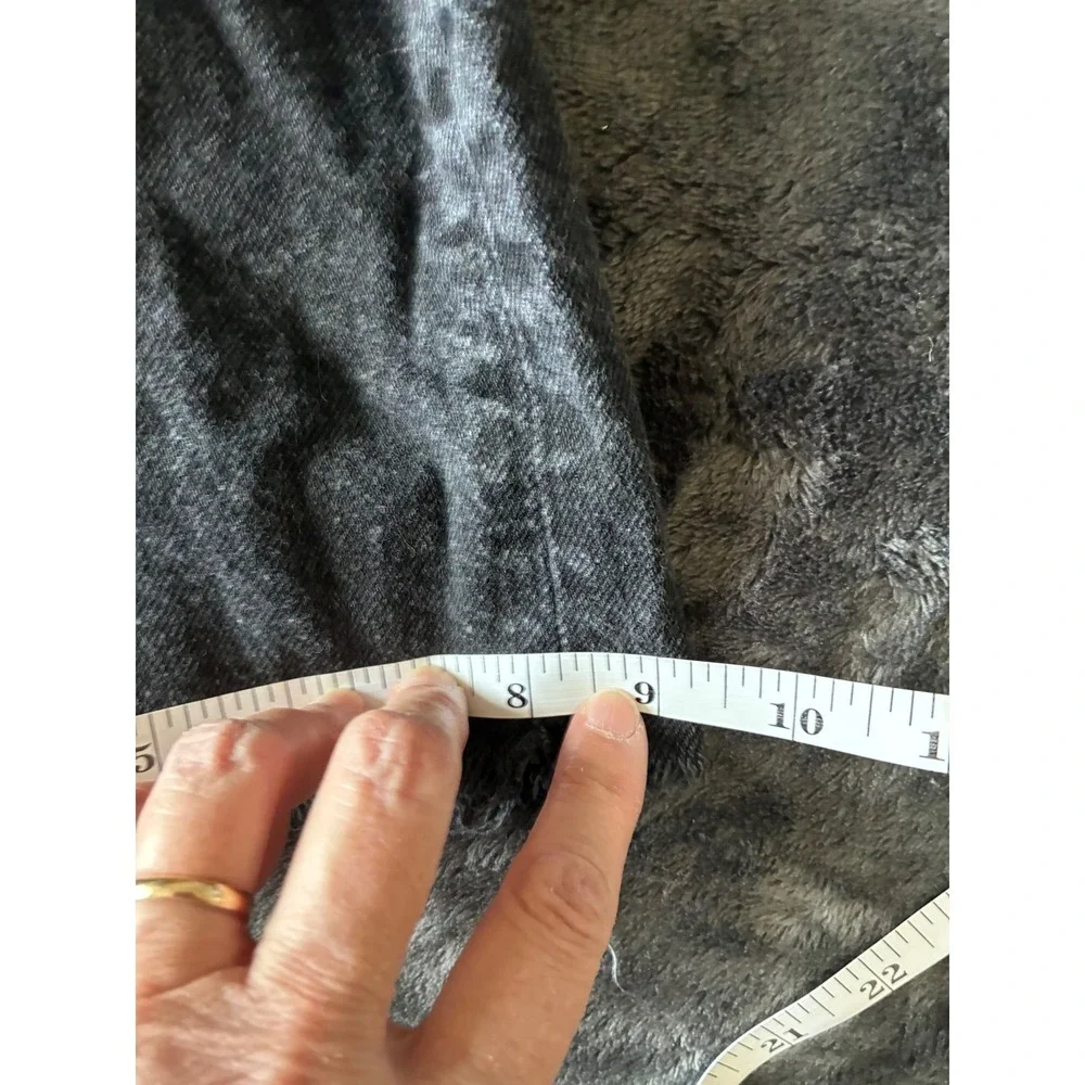 Zara Womens High Waisted Wide Leg‎ Jeans Washed Black Frayed Hem Size 6 (K15)